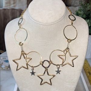 Lale 15” Chain w Circles & Stars 24k Gold Plated